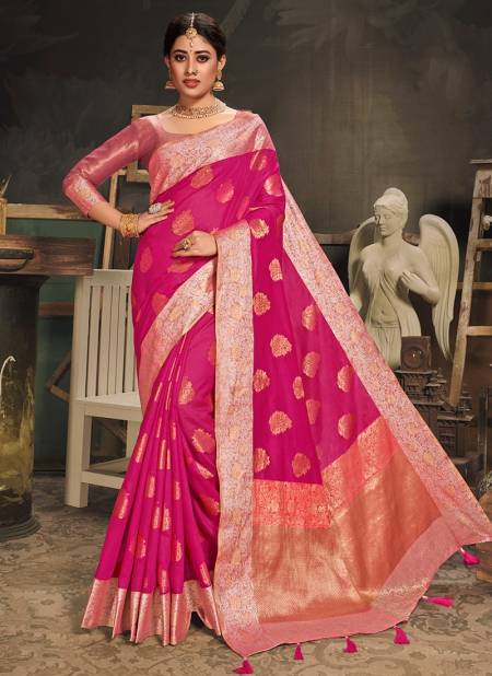 Dark Pink Colour ASHIKA GEETANJALI Festive Wear Fancy Cotton Silk Designer Saree Collection G 01